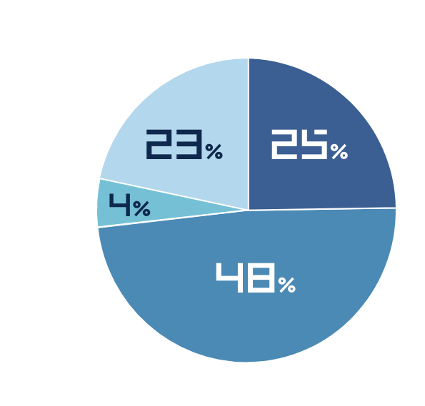 Sales Ratio / Consulting 25% / System Development and Operations 48% / Support and Help Desk 4% Manufacturing 23%