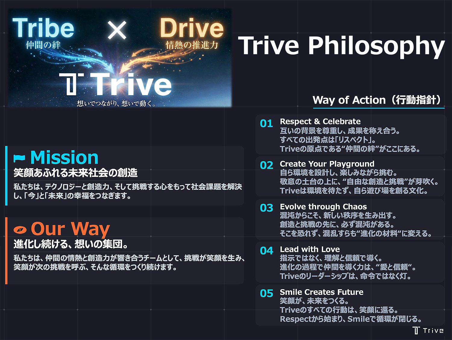 TriveのPhilosophy説明書類